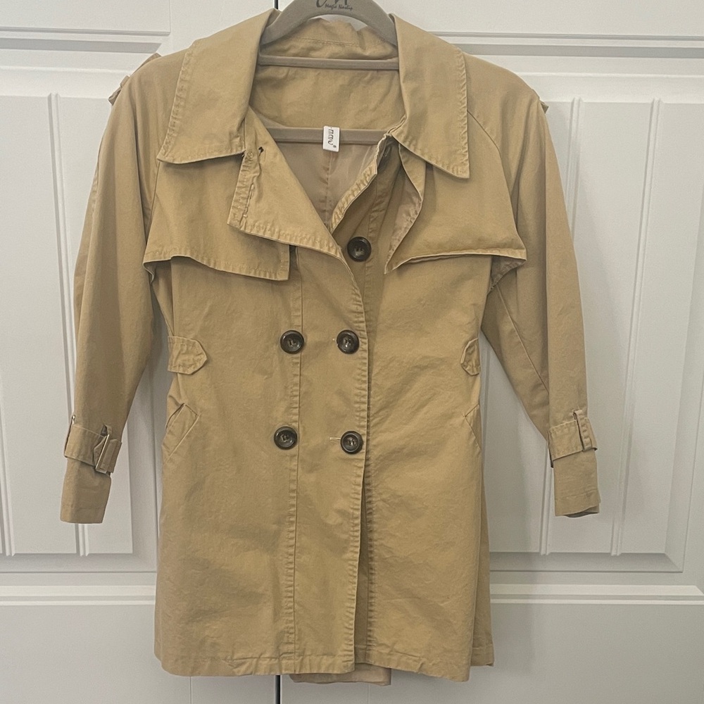 Tan Double-Breasted Girl's Trench Coat